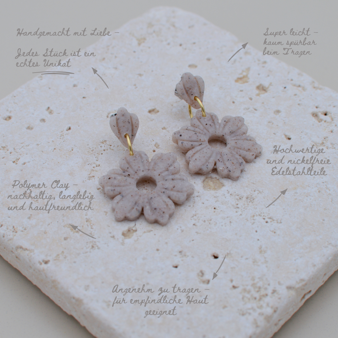 Ohrringe Floral beige - 2 Größen