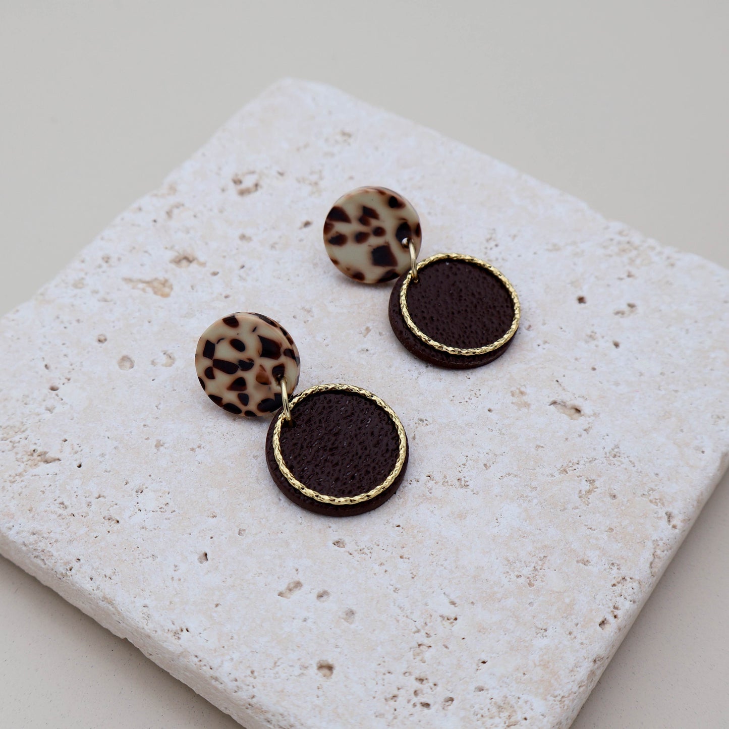 Ohrringe Terrazzo braun