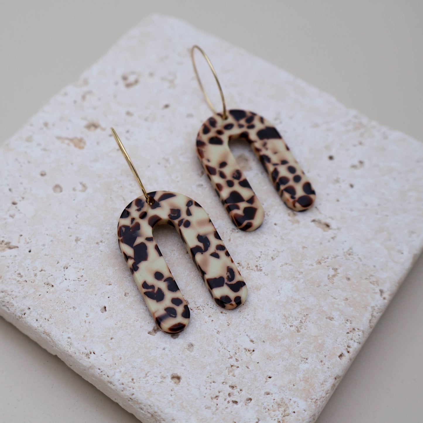 Ohrringe Terrazzo braun